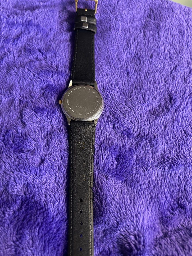 Citizen Forma Quartz Watch with Black Leather Strap (Category: Men's Watches) located in Cavite. Submitted by mamamia73 (Listing ID 1467794778, Image 2). Description: - Brand/Model: Citizen Forma Quartz Watch - Dial: Round silver with date window at 3 o'clock - Accents: Gold-tone crown and hands - Strap: Black leather with standard buckle - Condition: Clean glass and bezel, great overall appearance - Style: Classic minimalist, ideal for daily wea