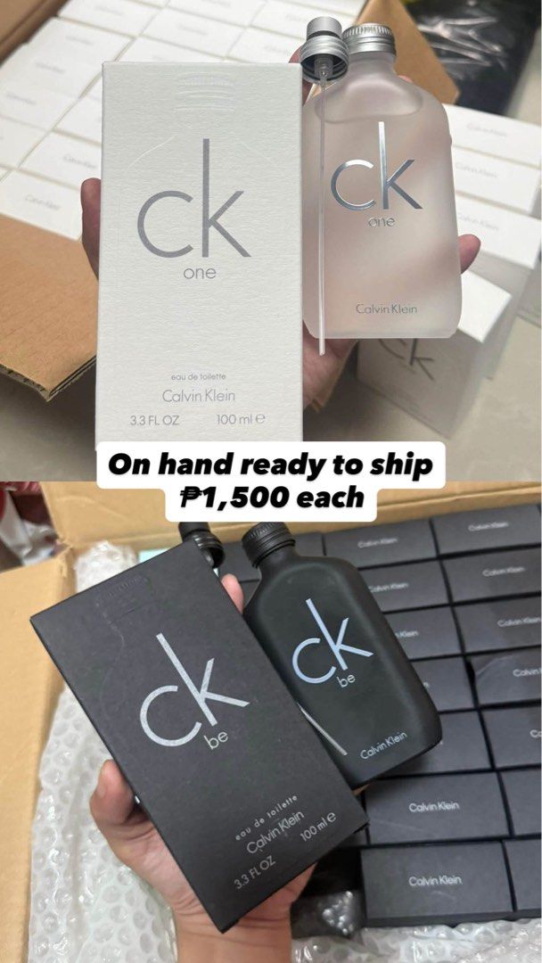 CK bundle (Be and One) 100ml EDT (Category: Fragrance & Deodorants) located in Caloocan City. Submitted by sizzies_fashion_style (Listing ID 1467702714, Image 1). Description: - Authentic Calvin Klein Fragrances (100ml EDT) - bundle of scents: CK One (White) and CK Be (Black) - Brand new, comes in original box - Perfect for daily wear or as a gift - Price: 1,500 PHP each if per piece - Multiple pieces available, ready to ship out!.