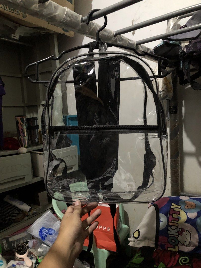 Clear Transparent Backpack — 14 Inch (Category: Backpacks) located in San Juan, La Union. Submitted by declutteringog7 (Listing ID 1467628854, Image 2). Description: Clear Transparent Backpack — 14 Inch ₱250 Category: Bags > Backpacks Type: 14-inch Transparent / Clear Backpack Material: Heavy-duty clear PVC + black nylon straps Color: Clear with black trim & straps Size: 14 inch — perfect for school, stadium events, concerts, work, or travel Feat