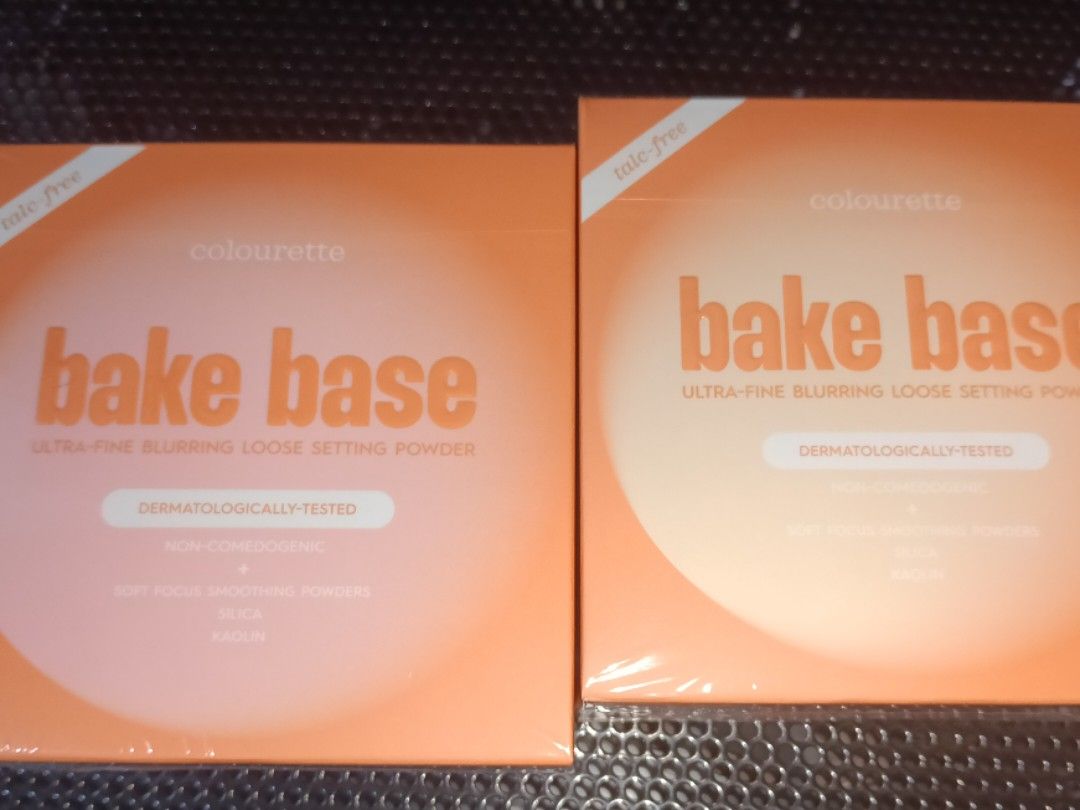 Colurette Bake Base Ultra-Fine Blurring Loose Setting Powder (Category: Makeup) located in Dasmarinas. Submitted by ylraa (Listing ID 1467613573, Image 1). Description: - Product: Colourette Bake Base Ultra-Fine Blurring Loose Setting Powder - Quantity: 2 boxes available - Condition: Brand new, factory sealed in original plastic wrap, unopened and unused - Formula: Talc-free, dermatologically-tested, and non-comedogenic - Key Ingredients: Silica 