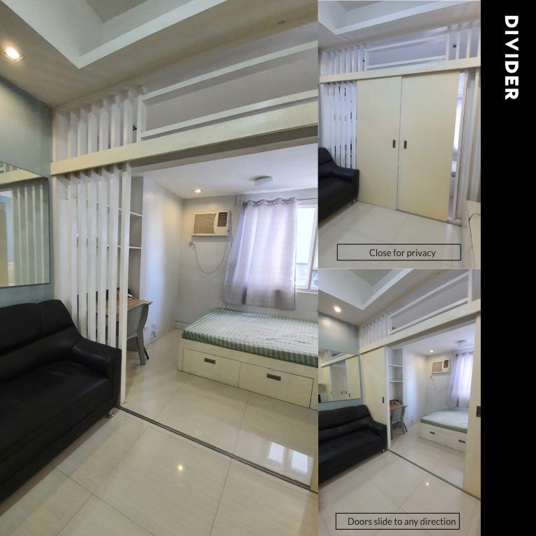 Condo for Rent: Pearl Place Ortigas (Category: Apartments & Condos) located in Caloocan City. Submitted by ryderaquino (Listing ID 1467678937, Image 2). Description: Enjoy convenient city living in Unit 14J at The Pearl Place, Ortigas. This thoughtfully furnished 23sqm unit features a queen-sized bed, sliding dividers for privacy, ample built-in storage, a study nook, and a kitchen equipped with appliances and a movable granite-top dining and pre