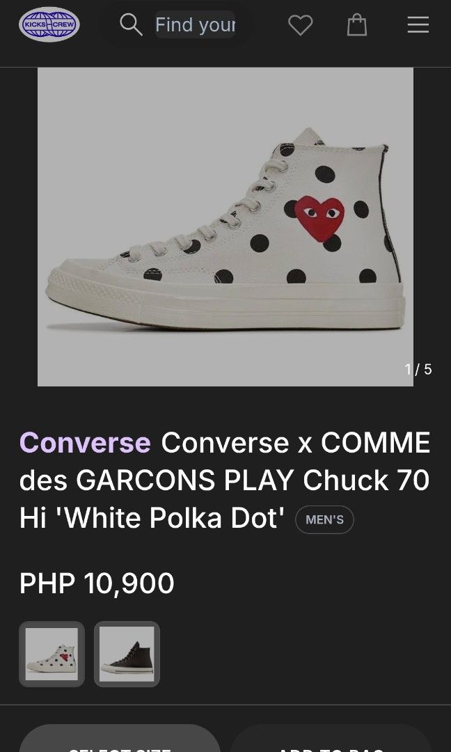 CONVERSE X CDG PLAY SIZE 10 men (Category: Sneakers) located in General Mariano Alvarez. Submitted by adonid (Listing ID 1467637747, Image 2). Description: GOOD CONDITION CONVERSE X PLAY CDG NORMAL SIGN OF USAGE ONLY.