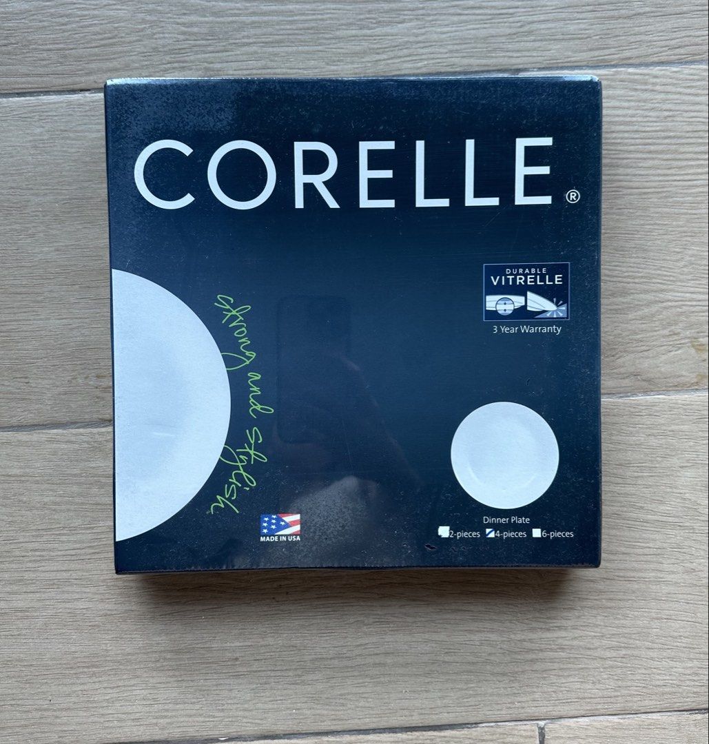 Corelle Dinner Plate 4 pcs. (Category: Dinnerware & Cutlery) located in Taguig. Submitted by preloved.by.belly (Listing ID 1467689079, Image 1). Description: - Brand: Corelle - Item: Dinner Plate (4 pcs set) - Material: Durable Vitrelle glass - Features: Strong and stylish, break-resistant - Condition: Brand new in box.