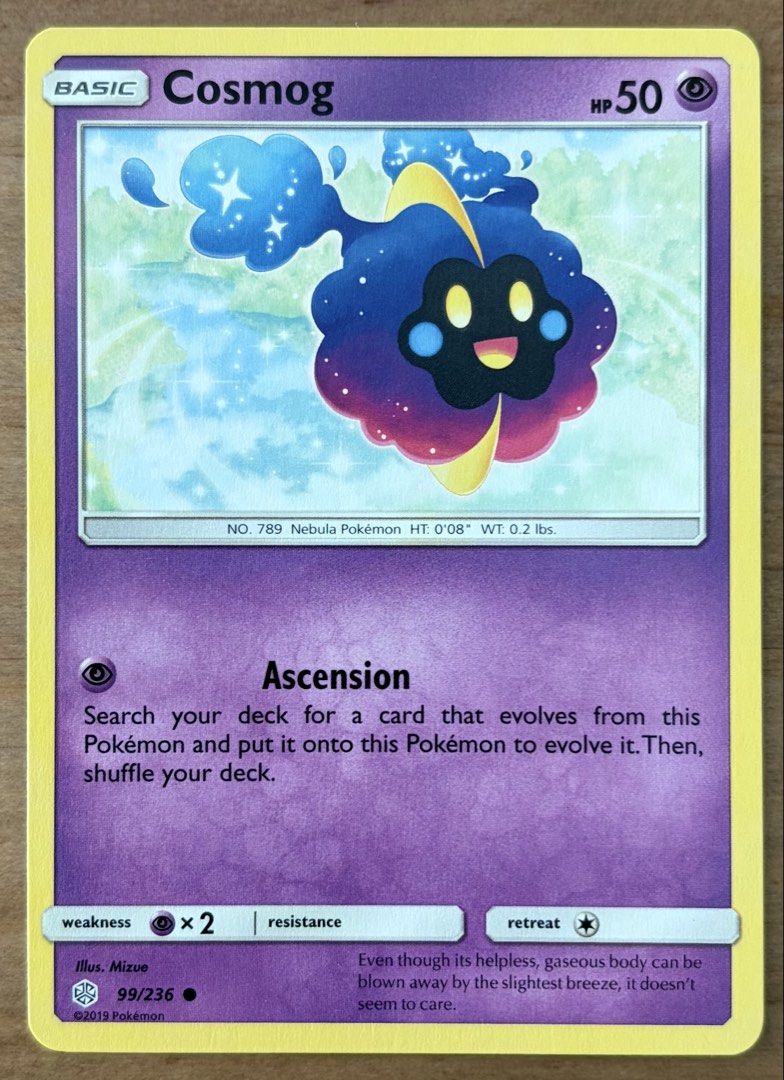 Cosmog | Pokemon Cards ~ Cosmic Eclipse (Category: Raw Singles) located in Makati City. Submitted by cardlab (Listing ID 1467623020, Image 1). Description: Items are 💯 authentic/original/legit. About The Card: •Language: EN • Number: 99/236 • Common • Normal FOR: • Cards ₱99 and below with Card Sleeves • Cards ₱100 and up with Card Sleeves and Used Toploader • ₱10 for Bnew Tops Packaging (If Shipping): ✔️ Plastic cover ✔️ Cardboard ✔️ Bubble wra