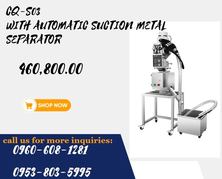 CQ-S03 With automatic suction Metal separator (Category: Everything Else Others) located in Caloocan City. Submitted by acergollem65014 (Listing ID 1467654158, Image 1). Description: Metal separator CQ-S03 With automatic suction 460,800（30-70mm） 518,400（10-15mm） 1.Diameter of feeding tube: 30mm, 50mm, 70mm, 100mm, 120mm, 150mm. 2.Separable all metals in plastics, powders, nuts, food, etc. 3.Install a suction, which is more convenient for feeding.