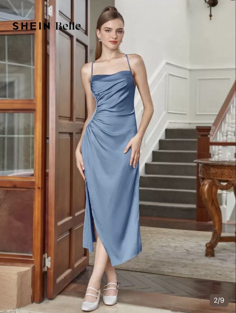 Crisscross Backless Split Thigh (Category: Dresses) located in Naga. Submitted by ayenshia (Listing ID 1467610117, Image 2). Description: Worn only once for a friend's wedding day out and still in excellent condition, with no flaws or signs of wear. This piece features a timeless design that can easily be styled for both casual and dressier occasions. Perfect for anyone looking for a nearly new item at a great price. P.S. The photo is from SHEIN 