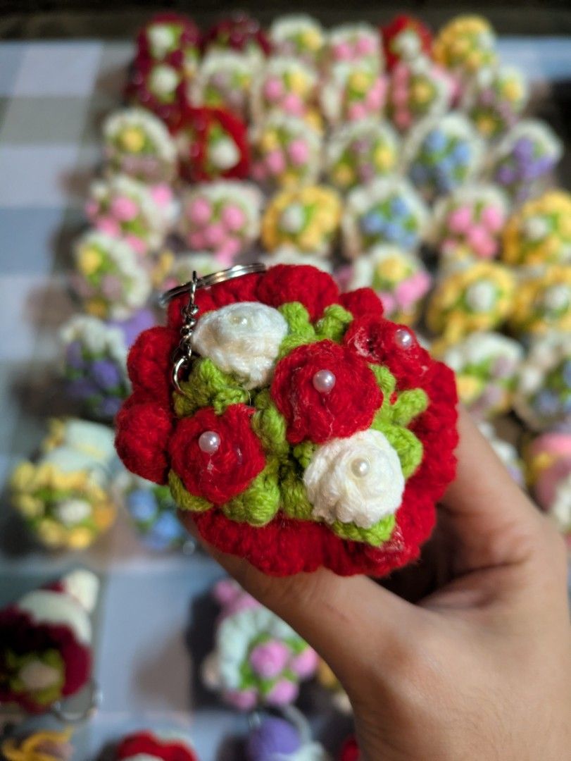 Crochet Flower Bouquet Keychains Bundle 54 pieces (Category: Handmade Craft) located in Caloocan City. Submitted by britab090405880 (Listing ID 1467772162, Image 2). Description: 🌸 PAMIGAY SALE 🌸 Perfect for nagtitipid na flower shop owners at reseller/seller ng accessories! 🌸 Mini Bouquet All in: ₱2,000 (54 pcs) Purchased for ₱3,800+ 🏵️ Flower Bouquet Prep Materials Pamigay price: ₱500 Total original price: ₱750+ With freebies pag sure buyer