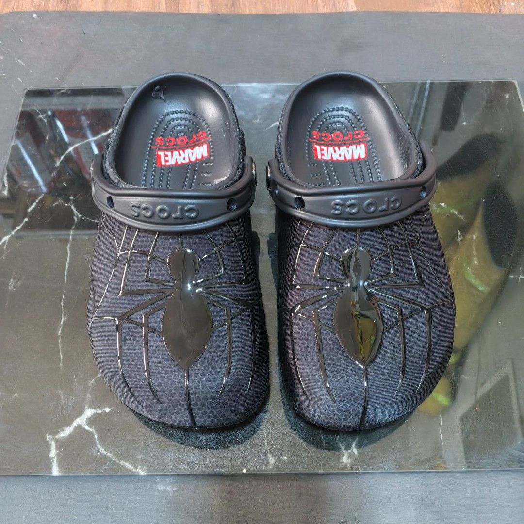 Crocs Black Spiderman Symbiote (Category: Casual Shoes) located in Quezon City. Submitted by willfiresafety (Listing ID 1467635905, Image 2). Description: size m5 w7.