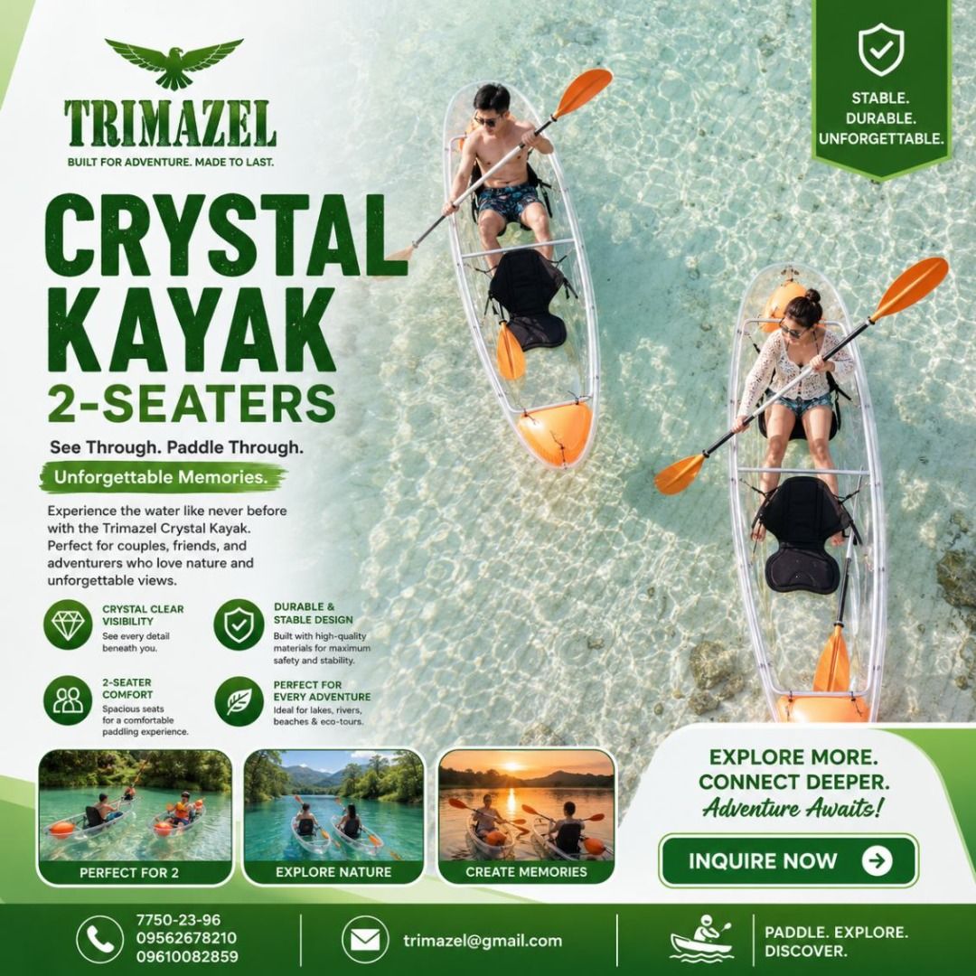 crytal kayak 2seater (Category: Looking For) located in Quezon City. Submitted by irishbayaban20 (Listing ID 1467693439, Image 1). Description: ✅ Guaranteed lowest price ✅ Quality products ✅ 100% LEGIT TRUSTED SUPPLIER! ✅ With Complete Legal Documents ✅ BIR Registered We Supply All Kinds Of PPE Supplies, Raincoat, Hard Hat, Cooler Box, Plastic Trash Bin, Road Barriers, Kayak Boats, Crystal Kayak, Traffic Cone, T-Bollards & All Kinds Of Safety Sho