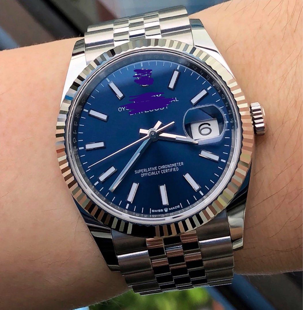 Datejust 36 Blue Stick Dial (Category: Men's Watches) located in Manila. Submitted by stanlicu (Listing ID 1467754288, Image 1). Description: Ref. 126234 BPF SupC - Datejust 36mm Blue Stick Dial - Automatic Movement (Manual Winding and Hacking) - Miyota 8215 Movement (used in Citizen watches) - Oyster Clasp - Complete Links - 904L Stainless steel case and bracelet - Complete set of papers and box Pre-order (2-3 weeks waiting time) 10% Downpayment