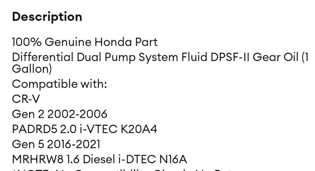 Differential Dual Pump System Fluid DPSF-II Gear Oil (Category: Maintenance Fluids and Filters) located in Manila. Submitted by ej83108 (Listing ID 1467789194, Image 2). Description: - compatible with CRV - originally bought for Php 4800 - only used 1/4 of the fluid - rfs: reducing my expense on car repair.