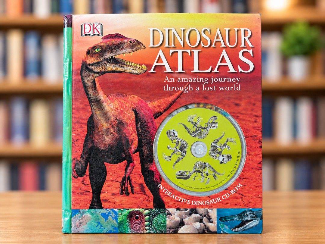 DK Dinosaur Atlas Book with Interactive CD-ROM (Category: Children's Books) located in Cavite. Submitted by munting_aklatan_ph (Listing ID 1467359193, Image 1). Description: - Title: DK Dinosaur Atlas - Content: Explore prehistoric worlds, eras, continents, time charts, and fascinating dinosaur facts - Periods: Triassic, Jurassic, and more - Special Feature: Includes an interactive dinosaur CD-ROM right on the cover - Condition: Clean pages and i