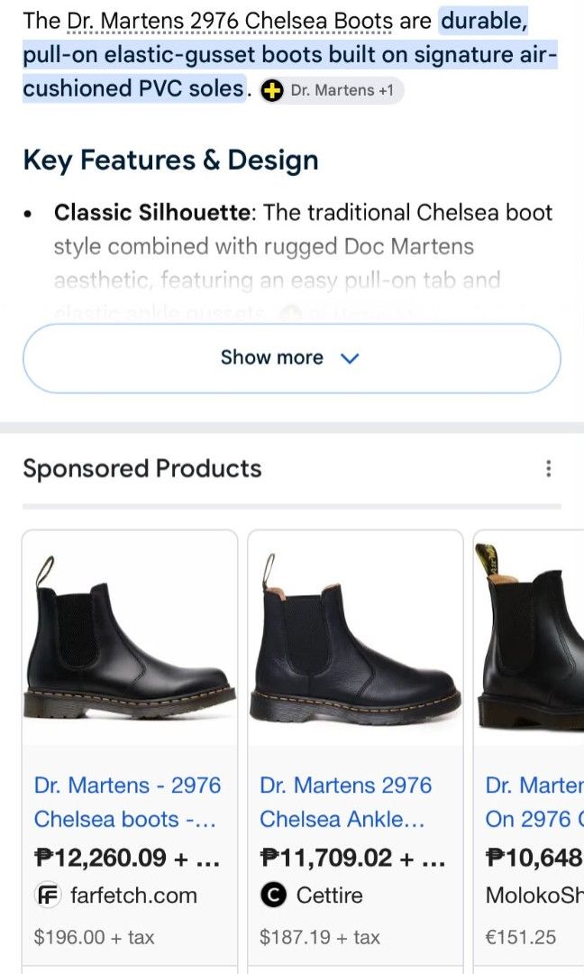 Dr Martens 2976 Chelsea boots (Category: Boots) located in Cabuyao City. Submitted by wardsole (Listing ID 1467826855, Image 3). Description: Dr Martens 2976 Chelsea boots Excellent condition Us 8 Mens, 9 Womens Eur 41 No hard issue also have a crease and minimal scratch check pictures - 1899.