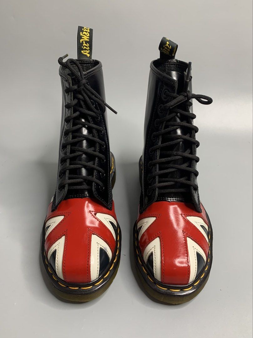 Dr. Marten's Union Jack (Category: Boots) located in Binan City. Submitted by disqualified_but_undefeated (Listing ID 1467778646, Image 3). Description: Dr. Martens Union Jack Womens Size- UK 4/ US 6 / EU 37 In Excellent Condition • No Inclusions •Pair Only Please Check Detailed Photos Posted For Your Reference 📩📩📩 DM to purchase Thanks •Dr. Martens 1460 Union Jack 8-eye combat boots, featuring a black smooth leather upper with a bold red, whi