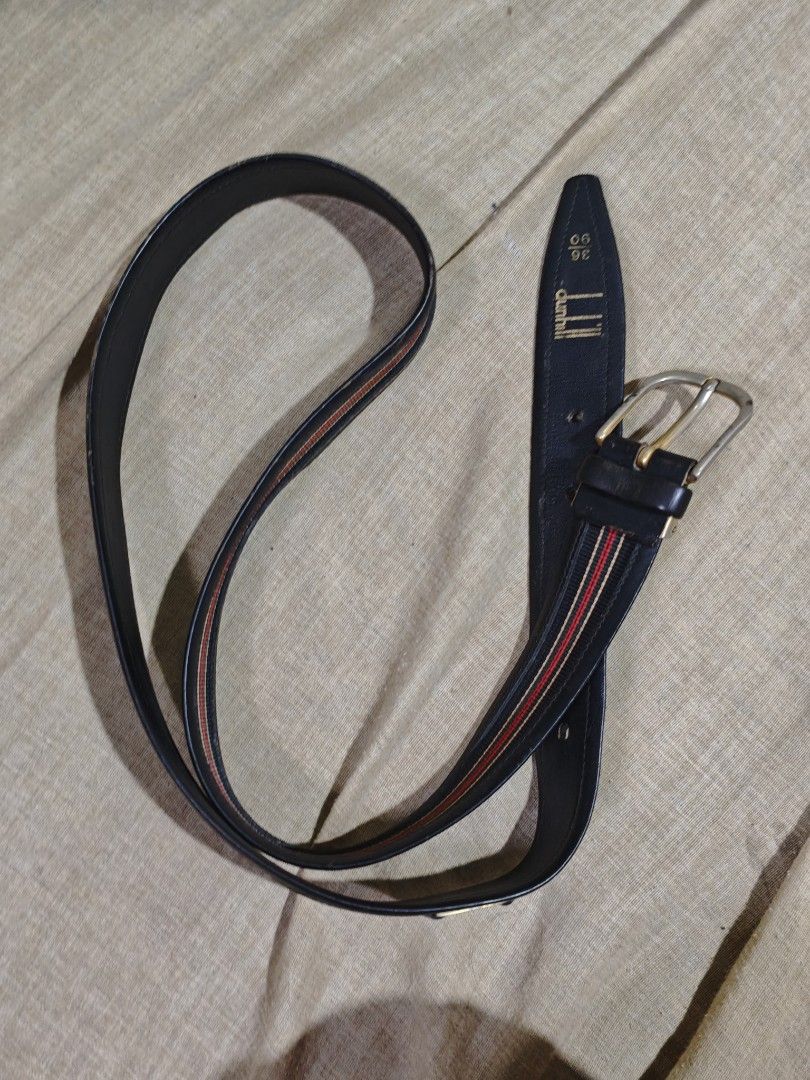 Dunhill Leather Belt (Category: Belts) located in San Pedro. Submitted by streetthriftsph (Listing ID 1467722295, Image 1). Description: Dunhill Leather Belt 900 Shipped Condition: 8.8/10 Size: fits 26 to 32 waistline Leather: 8.8/10 has light rubs Buckle: 9/10 intact Colorate: 9/10.