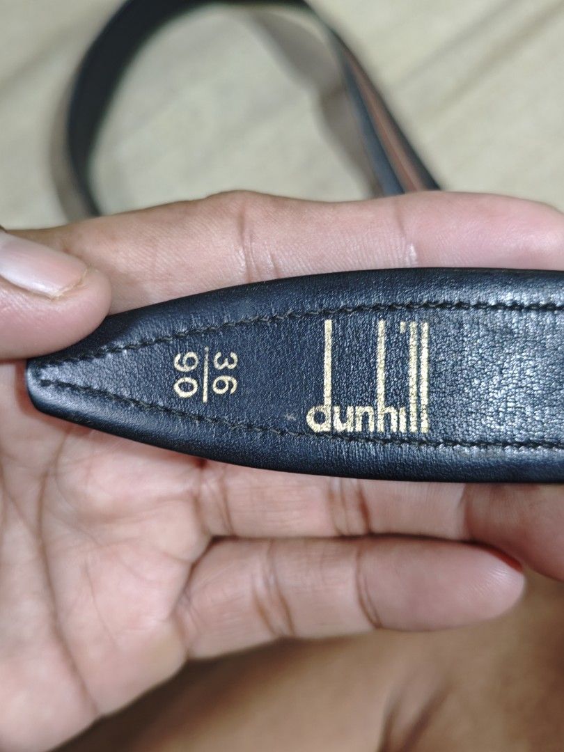 Dunhill Leather Belt (Category: Belts) located in San Pedro. Submitted by streetthriftsph (Listing ID 1467722295, Image 3). Description: Dunhill Leather Belt 900 Shipped Condition: 8.8/10 Size: fits 26 to 32 waistline Leather: 8.8/10 has light rubs Buckle: 9/10 intact Colorate: 9/10.