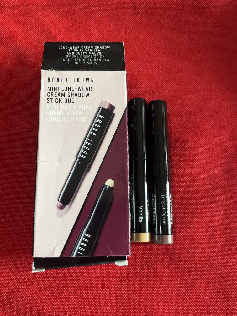 DUO MINI LONG CREAM SHADOW STICK (Category: Makeup) located in Manila. Submitted by luxeclassyshop (Listing ID 1467685001, Image 1). Description: BOBBI BROWN DUO MINI LONG CREAM SHADOW STICK Vanilla Dusty mauve.