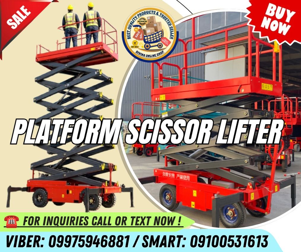 Electric Platform Mobile Hydraulic Scissor Lifter (Category: Everything Else Others) located in Las Pinas. Submitted by livedragon_b3d3a7 (Listing ID 1467628743, Image 1). Description: 📌 Electric Scissor Lift Platform 9 Meters Price: 351,000 🌏 We Can Deliver Nationwide 👉 AP Cargo, LBC & Lalamove (🛳️ Sea /✈️ Air Freight) ✅💯 Guaranteed Seller ✅ High Quality Products ✅💯 Legit Distributor ✅ Complete Documents/Permits ✅ Free Shipping and Handlin