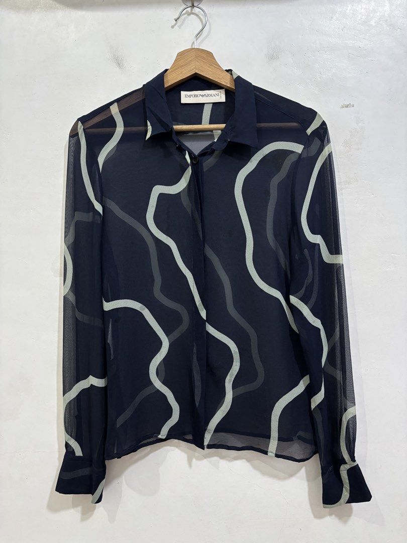 Emporio Armani Silk Tops (Category: Luxury Apparel) located in Taytay. Submitted by leanmark103093 (Listing ID 1467801877, Image 1). Description: Armani 0rig Wmns Silk Tops Size 44 on tag Med to XL Good as new No issue 2.5k Shipped.