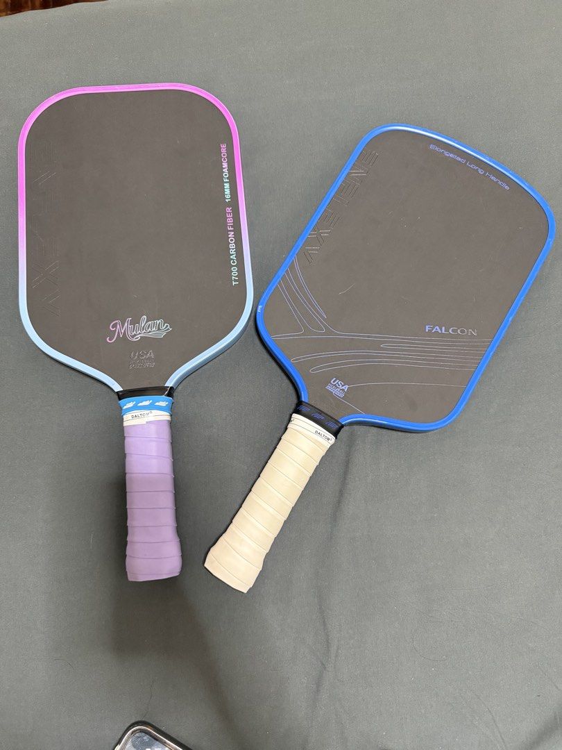 Enflexy Falcon and Mulan (Category: Racket and Ball Sports) located in Mandaluyong City. Submitted by shopatmirabells (Listing ID 1467681540, Image 1). Description: Selling as bundle Used for a month only, played twice a week Includes paddle cover RFS: upgrade .