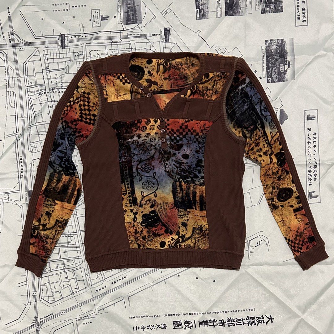 esoteric brown rainbow graphic mesh henley top (Category: Longsleeves) located in Manila. Submitted by youarepaintedyouth (Listing ID 1467758683, Image 1). Description: .