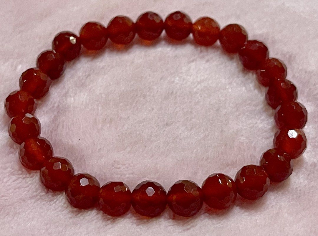Faceted Red Agate Bracelet 8mm (Category: Bracelets) located in Manila. Submitted by Crystal_Oracle (Listing ID 1467616471, Image 1). Description: Red Agate is a stone of strength and protection. It’s believed to provide a shield of safety around the wearer, warding off negative energies and promoting a sense of security. This makes it an excellent stone for those feeling vulnerable or facing challenging situations. The deep, earthy red color of 