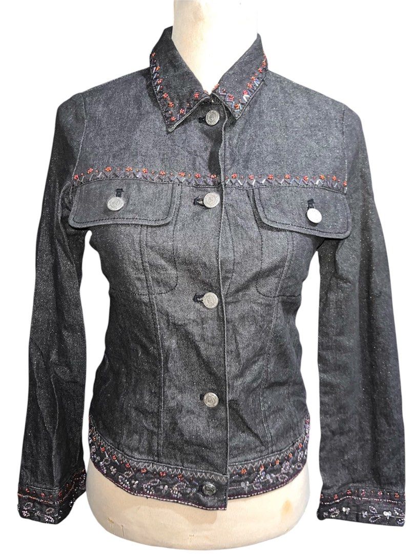 Fairycore Beaded Denim Jacket (Category: Coats, Jackets and Outerwear) located in Baguio. Submitted by thrifty_henry (Listing ID 1467704948, Image 1). Description: Small to medium .