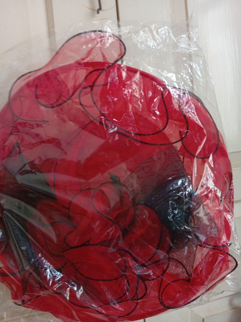 Fancy red hat (Category: Hats & Beanies) located in Singapore. Submitted by blackjack8 (Listing ID 1467622012, Image 4). Description: - Striking red hat with elegant black mesh and floral accents - Eye-catching design featuring ruffled brims and delicate details - Great for weddings, garden parties, or festive celebrations - Meetup available at Outram Park MRT (White hat available also. See photo 5 and in my lists) Fast deal. take both colours at
