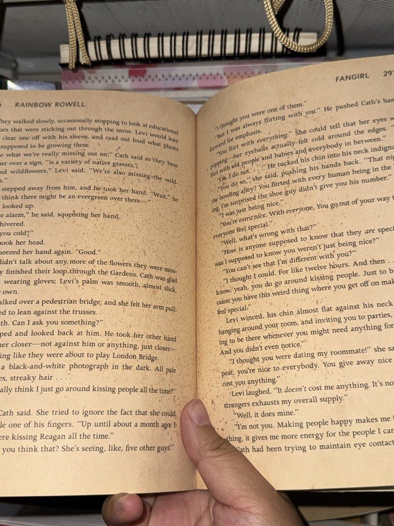 Fangirl by Rainbow Rowell Novel Paperback (Category: Storybooks) located in Quezon City. Submitted by seamsemea (Listing ID 1467720979, Image 3). Description: Popular YA contemporary novel by Rainbow Rowell. International edition published by St. Martin's Griffin. Pages have yellowed over time. Cover shows some wear around the edges. Great read for fans of romance and fandom culture. ISBN included on back. with book cover.