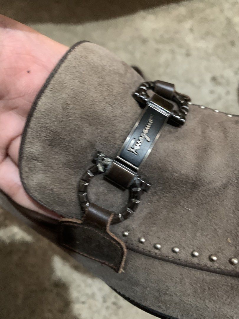 Ferragamo Loafers (Category: Casual Shoes) located in Manila. Submitted by _blessmeo (Listing ID 1467695335, Image 2). Description: eu 38 on tag, but can fit to 40-41 good for casual issue, folded, missing studs, dirty suade, needs cleaning, normal sign of usage! .