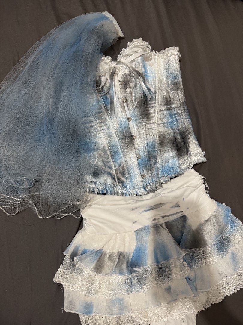 For Rent: Corpse Bride Halloween Custome (Category: Sets or Coordinates) located in Taguig. Submitted by _lovebyrose (Listing ID 1467681620, Image 3). Description: RESERVE NOW! EMBRACE THE DARK ROMANCE! 🦋 💙 Corpse Bride Costume Set Looking for the ultimate spooky yet elegant look this Halloween? Rent this breathtaking Corpse Bride gown set for your Halloween party, photoshoot, or haunting cosplay! 💀 💍 RENTAL PRICE: P1,200 (1-Day Rental) SIZE: