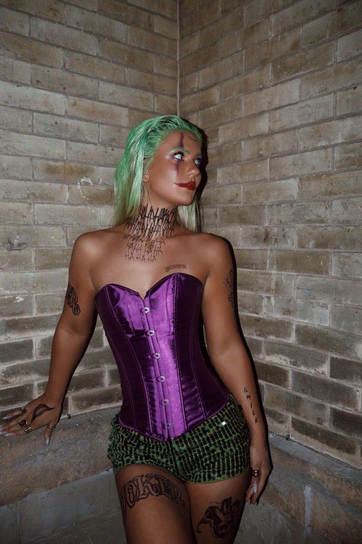 For Rent: Joker Halloween Custome (Category: Sets or Coordinates) located in Taguig. Submitted by _lovebyrose (Listing ID 1467681931, Image 2). Description: RESERVE NOW! EMBRACE THE CHAOS! 🃏 💜 Joker Costume Set Looking to bring that wild, iconic Gotham energy this spooky season? Rent this bold and stylish Joker set for your Halloween party, photoshoot, or villain cosplay! 💚 RENTAL PRICE: P1,500 (1-Day Rental) SIZE: Fits Extra Small (XS) to Sma