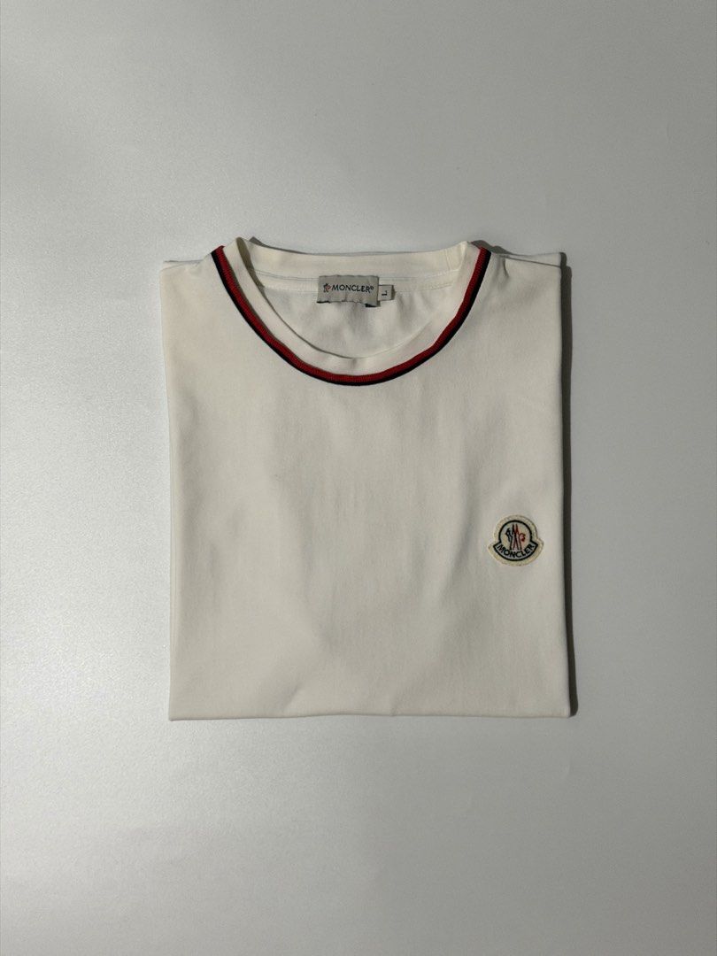 For sale (Category: Tshirts & Polo Shirts ) located in Marikina City. Submitted by hsatstnemesabeht (Listing ID 1467617526, Image 1). Description: Moncler maglia tee Size large Dimension Width 20 | Length 26 Excellent condition.