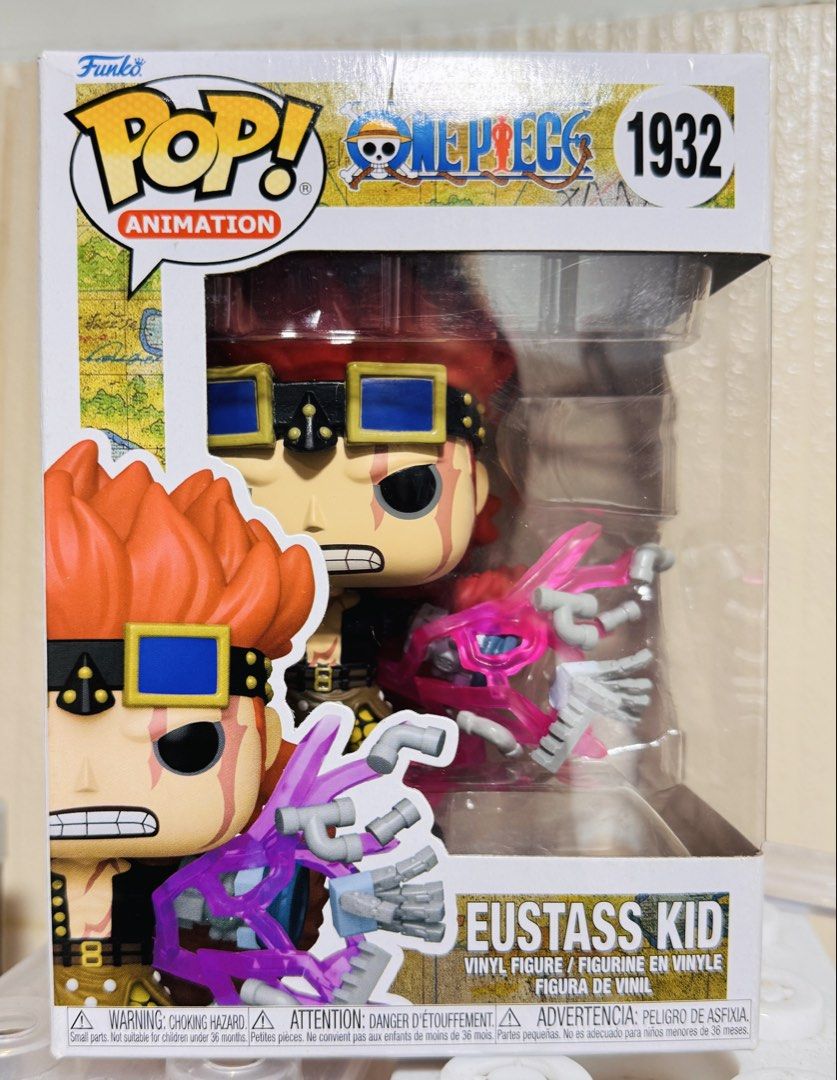Funko Pop Animation One Piece Eustass Kid 1932 (Category: Figurines & Statues) located in Malabon City. Submitted by wilbert.te (Listing ID 1467623248, Image 1). Description: - Character: Eustass Kid (Wano Country look) - Series: One Piece Funko Pop! Animation - Box Number: #1932 - Details: Features goggles and pink/purple magnetic arm effects - Condition: Brand new in original box with clear window display - Perfect for display and collectors.