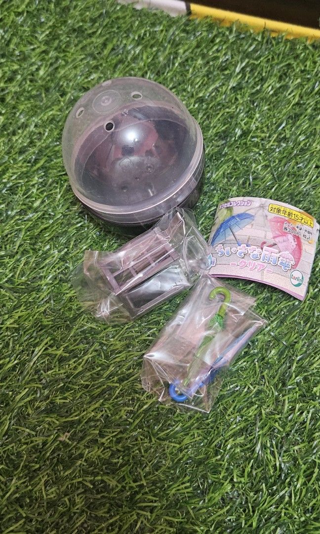 Gachapon minitures (Category: Kids Toys) located in Umingan. Submitted by liezelsona48963 (Listing ID 1467632117, Image 1). Description: bnew gachapon miniatures tiny umbrella mop gcash.
