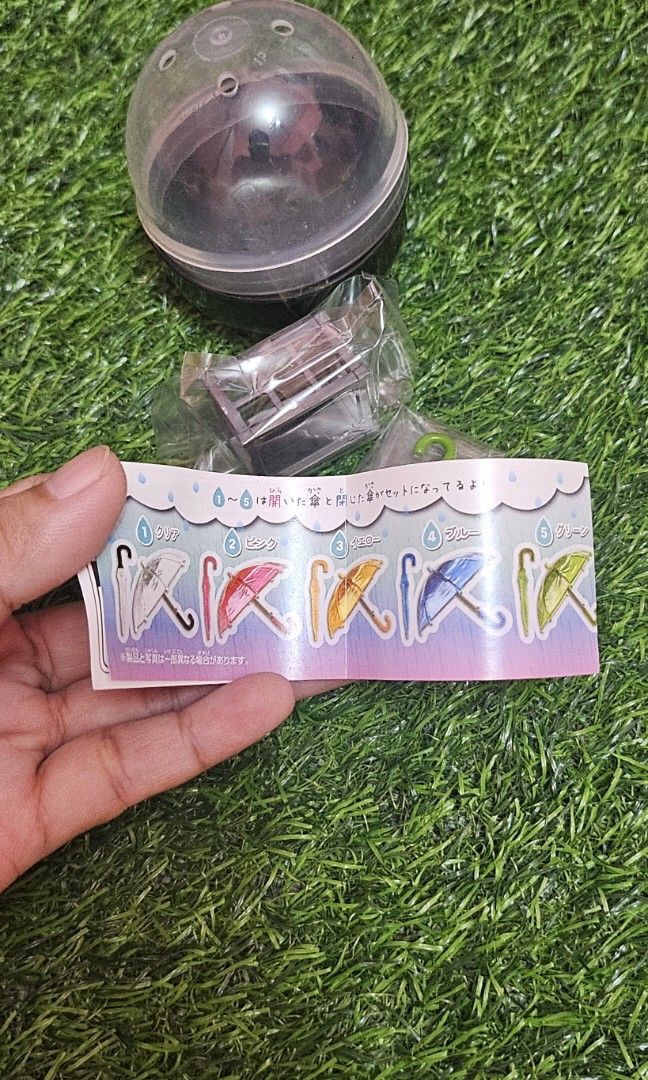 Gachapon minitures (Category: Kids Toys) located in Umingan. Submitted by liezelsona48963 (Listing ID 1467632117, Image 3). Description: bnew gachapon miniatures tiny umbrella mop gcash.