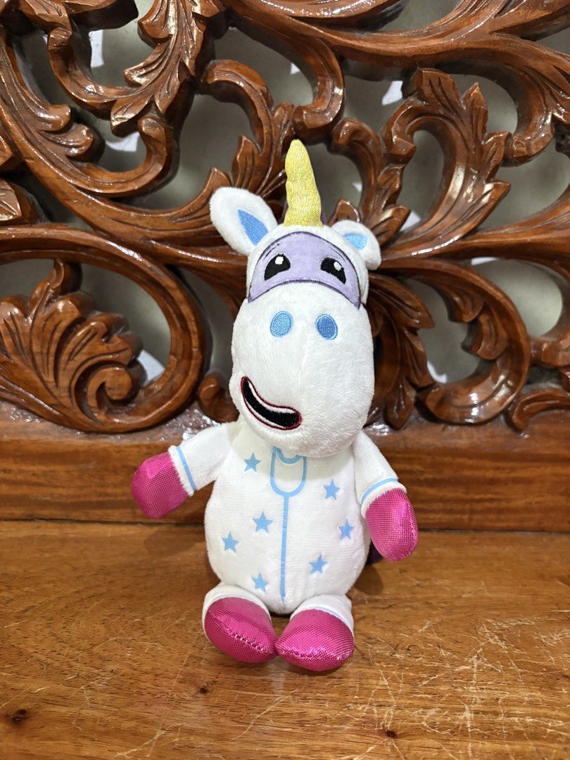 Go Jetters Unicorn Plush Toy (Category: Plushies & Soft Toys) located in Quezon City. Submitted by rxyel (Listing ID 1467659282, Image 1). Description: - Official Go Jetters unicorn plush toy with authentic BBC tag - Features a white body with a cute blue star pattern - Sparkly gold horn and shiny pink hooves/muzzle details - Vibrant purple mane on the back - Clean fabric and soft stuffing, very well-maintained.