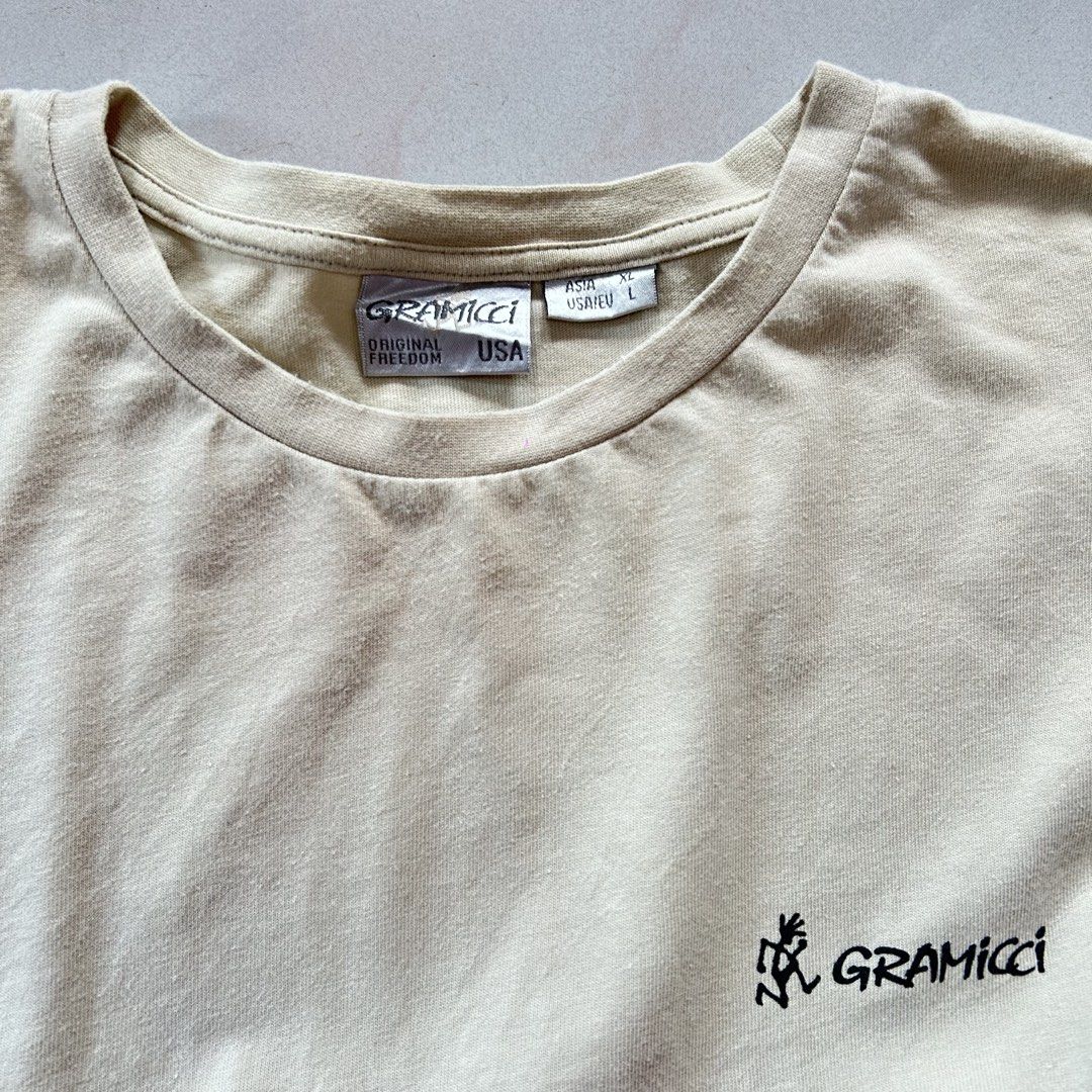 Gramicci El Capitan Long Sleeve 🥵 (Category: Tshirts & Polo Shirts ) located in Jinoba-an. Submitted by eegiboy (Listing ID 1467649266, Image 2). Description: - Authentic Gramicci long sleeve tee in a versatile cream colorway - Small signature running man logo on the left chest - Eye-catching large El Capitan climbing route graphic printed on the back - Classic crew neck design with comfortable ribbed cuffs - Made from soft, comfortable cotton f