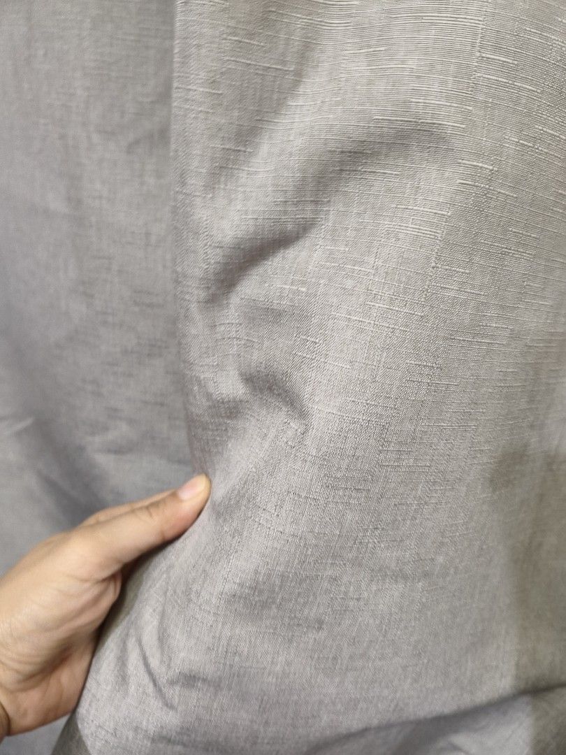 Grayish White Blackout Curtains 5ft 2pcs (Category: Curtains & Blinds) located in Pasig City. Submitted by kingmarc25 (Listing ID 1467180427, Image 2). Description: decluttering. bought in SM Megamall, Sept of 2026.