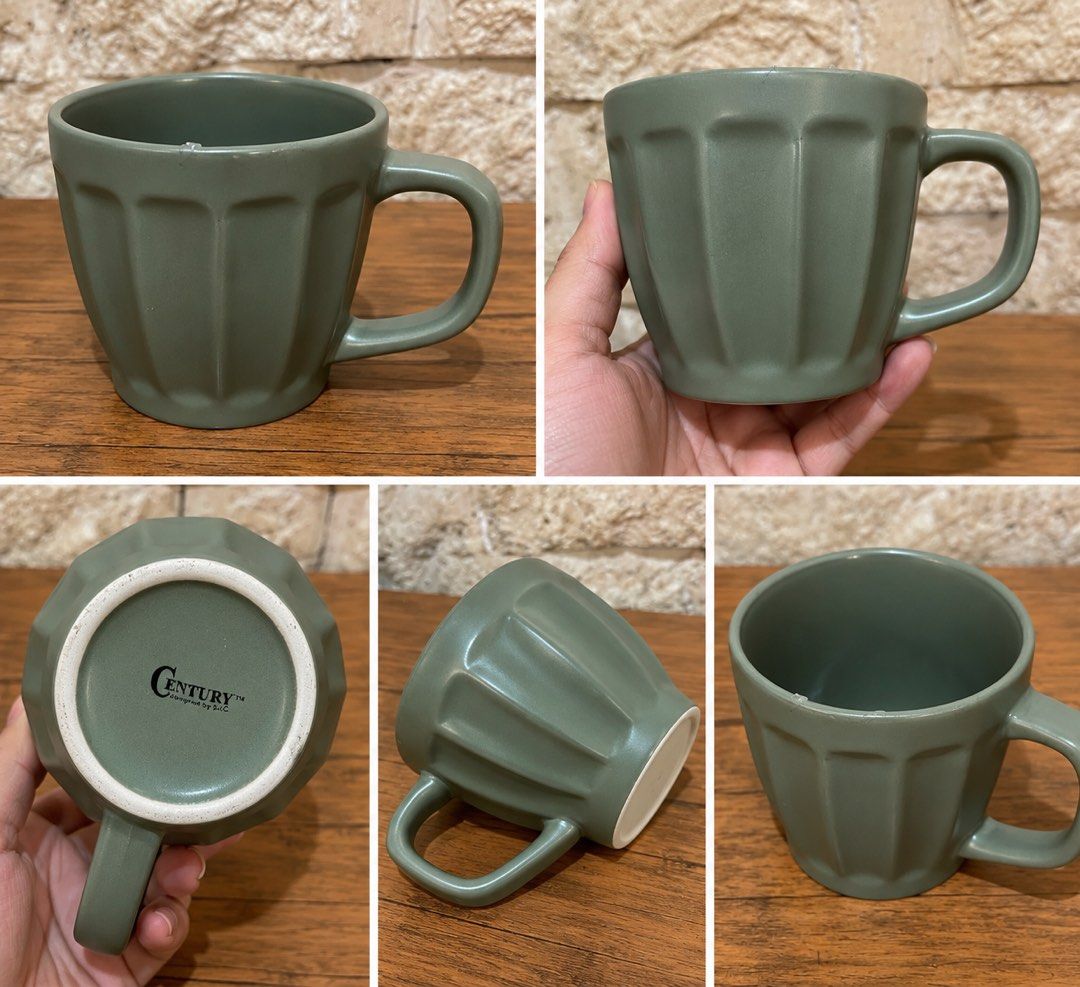 green ribbed ceramic mug (Category: Coffee & Tea Tableware) located in San Fernando. Submitted by japansurpluselyu (Listing ID 1467649835, Image 1). Description: .