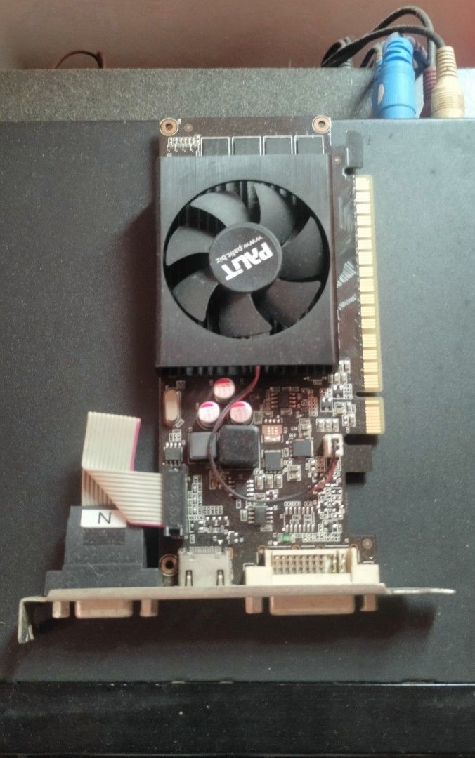 Palit GT 610 GPU Graphics Card (Category: Computer Parts) located in Caloocan City. Submitted by dnryn040 (Listing ID 1467674516, Image 1). Description: ✅ 100% Working - Tested with display ✅ Fan working / No overheat ✅ All ports working - VGA, HDMI, DVI Specs: Model: GT610 2GB DDR3 Interface: PCI-E Memory: 2GB DDR3 64bit Ports: VGA + HDMI + DVI-D Low profile - kasya sa small case .