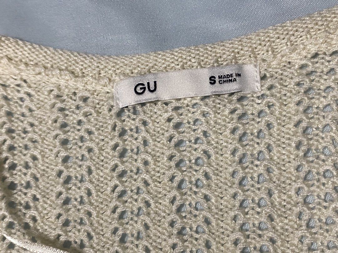 GU Knit Bow Front Tank Top Cream Size S (Category: Sleeveless) located in Paranaque City. Submitted by pomeloluvr (Listing ID 1467677962, Image 3). Description: Cream crochet knit vest by GU. Size S. Front tie ribbon closure with two bows. Open knit pattern with scalloped hem. 100% acrylic material. Lightweightx layering piece for warmer weather or over t-shirts..