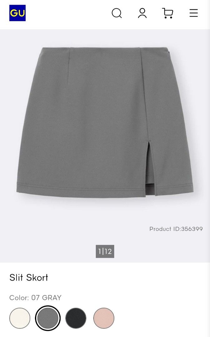 GU Slit Skort Gray (Category: Shorts) located in Quezon City. Submitted by khelou (Listing ID 1467714068, Image 2). Description: Good as new. natanggal lang yung hook. Last price posted po.