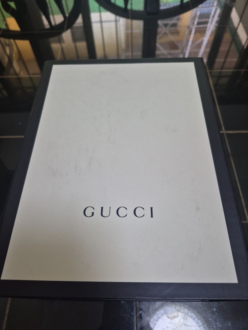 Gucci Box (Category: Looking For) located in Paranaque City. Submitted by amymaddy (Listing ID 1467607319, Image 1). Description: From Gucci Greenbelt. 8 x 10.5 x4.5 inches.