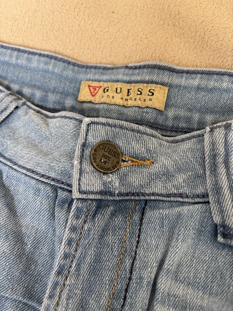 Guess Light wash blue denim rolled hem (Category: Shorts) located in Pasig City. Submitted by llovedbyliv (Listing ID 1467633386, Image 2). Description: Waist - 27in Length - 10in Stain (see in photos) .