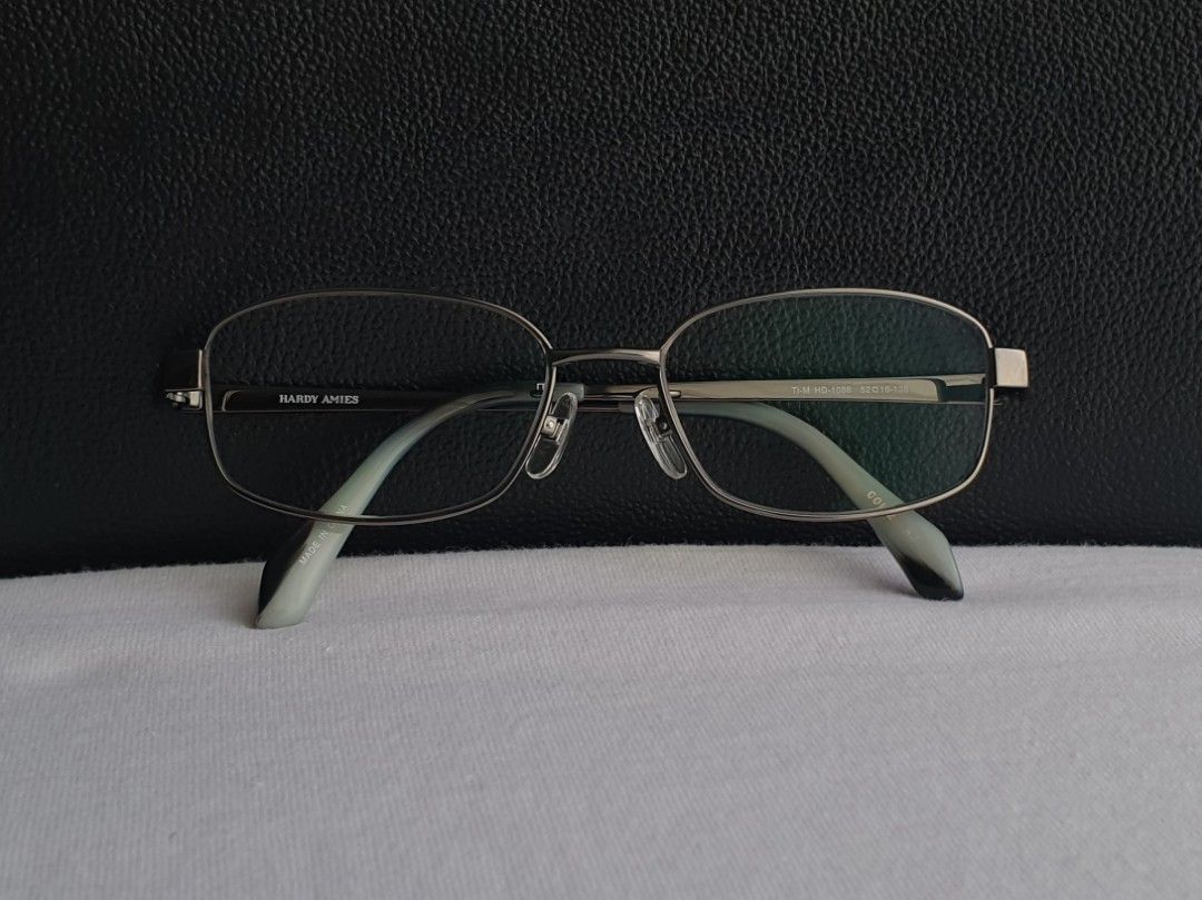 Hardy Amies Titanium Eyeglass Frame (Category: Sunglasses & Eyewear) located in Quezon City. Submitted by WasalakTwo (Listing ID 1467772981, Image 1). Description: Bought in Japan Durable and high quality Goodcondition Still presentable Lens are graded, but replaceable Open for delivery nationwide Front Width 13.4cm Front Height 3.5cm.