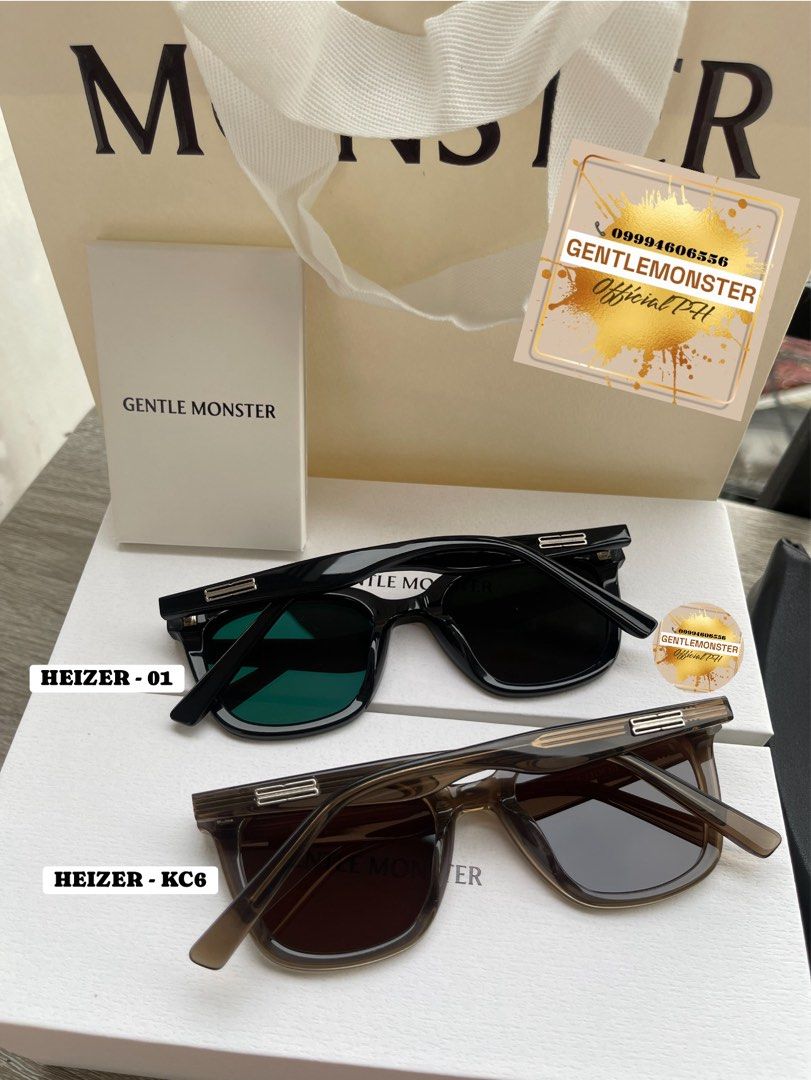 Heizer KC6 vs. Heizer 01 (Category: Sunglasses & Eyewear) located in Pasig City. Submitted by gentlemonsterph (Listing ID 1467647508, Image 2). Description: 𝐇𝐞𝐢𝐳𝐞𝐫 KC6 𝐯𝐬. 𝐇𝐞𝐢𝐳𝐞𝐫 01 — Two frames, two different moods. 🕶️✨ The Heizer KC6 offers a distinctive colorway for those who love a unique, fashion-forward look while the Heizer 01 is classic, sleek, and effortlessly versatile for everyday styling, Which one is your favorite? 🤎 