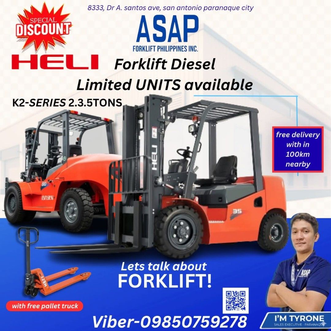 Heli forklift (Category: Industrial Equipment) located in Manila. Submitted by eira09 (Listing ID 1467742390, Image 1). Description: for quotation please fill out he following Company: Address: Contact Person: Email:.