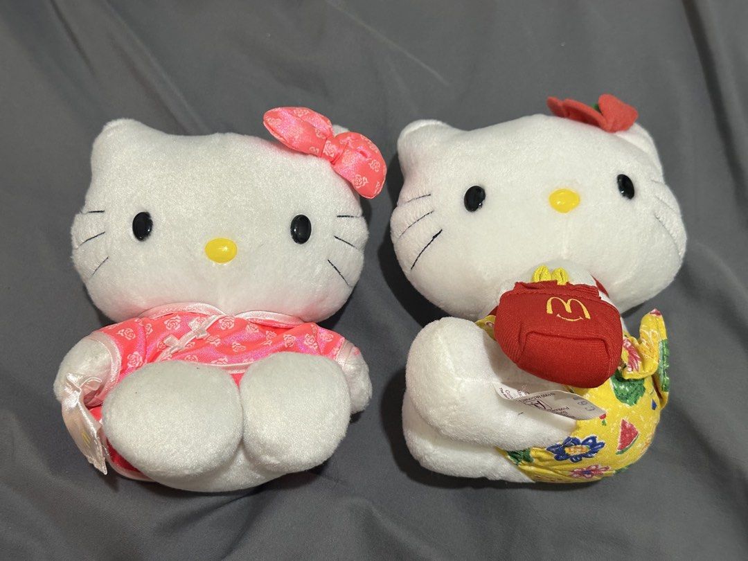 Hello Kitty McDonald's Plush Toy Set (Category: Plushies & Soft Toys) located in Cainta. Submitted by krystall999 (Listing ID 1467829617, Image 1). Description: wts lfb ph 🛒 Authentic McDonalds Hello Kitty Plushie price: 500 take both, 300 each - used as a display only - no issues - payment through gcash - delivered via lalamove or jnt (shouldered by buyer).