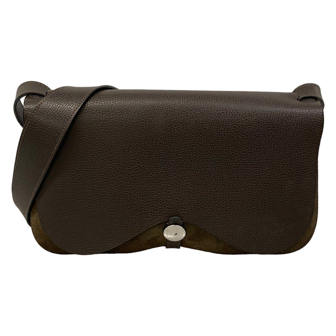 Hermes Colorado MM Shoulder Bag, Ebene, Silver Hardware (Category: Shoulder Bags) located in Las Pinas. Submitted by daisuki_japan_luxury_by_reiko (Listing ID 1467604269, Image 1). Description: Condition Notes [Exterior] - Overall ⇒ Scratches (including scuffs) / Stains / Discoloration / Fading (some discoloration) / Hardware deterioration - Main opening ⇒ Corner scuffs / Discoloration / Fading (near the clasp) - Strap ⇒ Corner scuffs / Stains - 